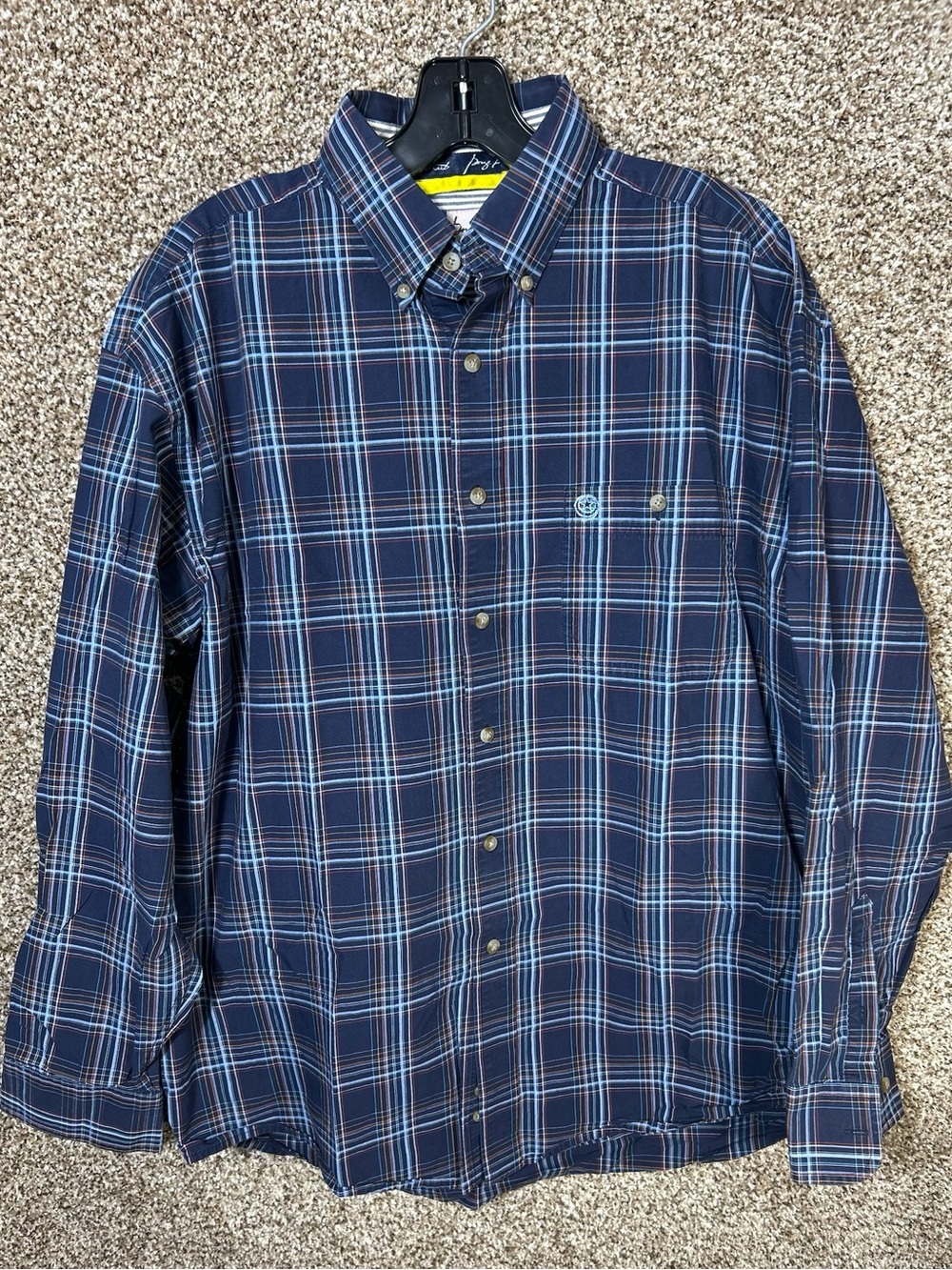 Wrangler George Straight Cowboy Collection Men's Navy Plaid Button-Down Shirt